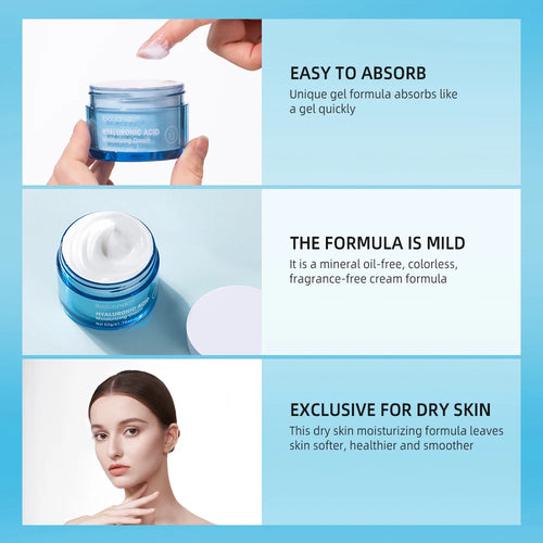 Hyaluronic Acid Gel Cream Hydrating Face Moisturizer For Hydrate&Smooth Extra-Dry Skin Nourishing Improve Dryness Facial Lotion